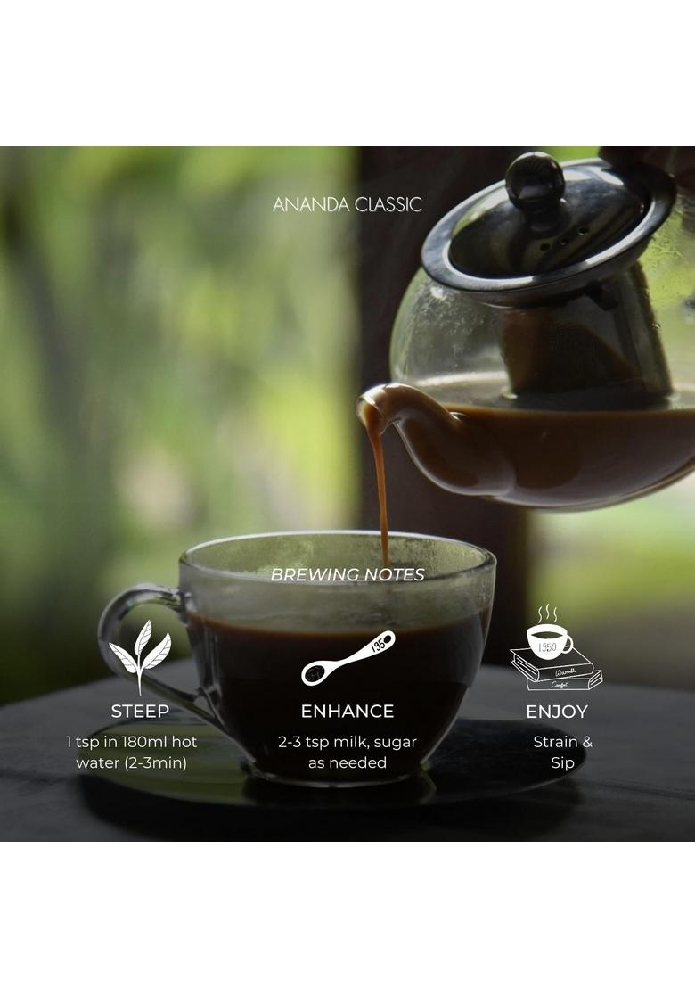 1950 origins Ananda Classic Premium Black tea | Pure Assam CTC Leaves Kadak Chai 100% Natural Loose-Leaf Rich, Strong & Fresh Single Estate 150g Tin Caddy