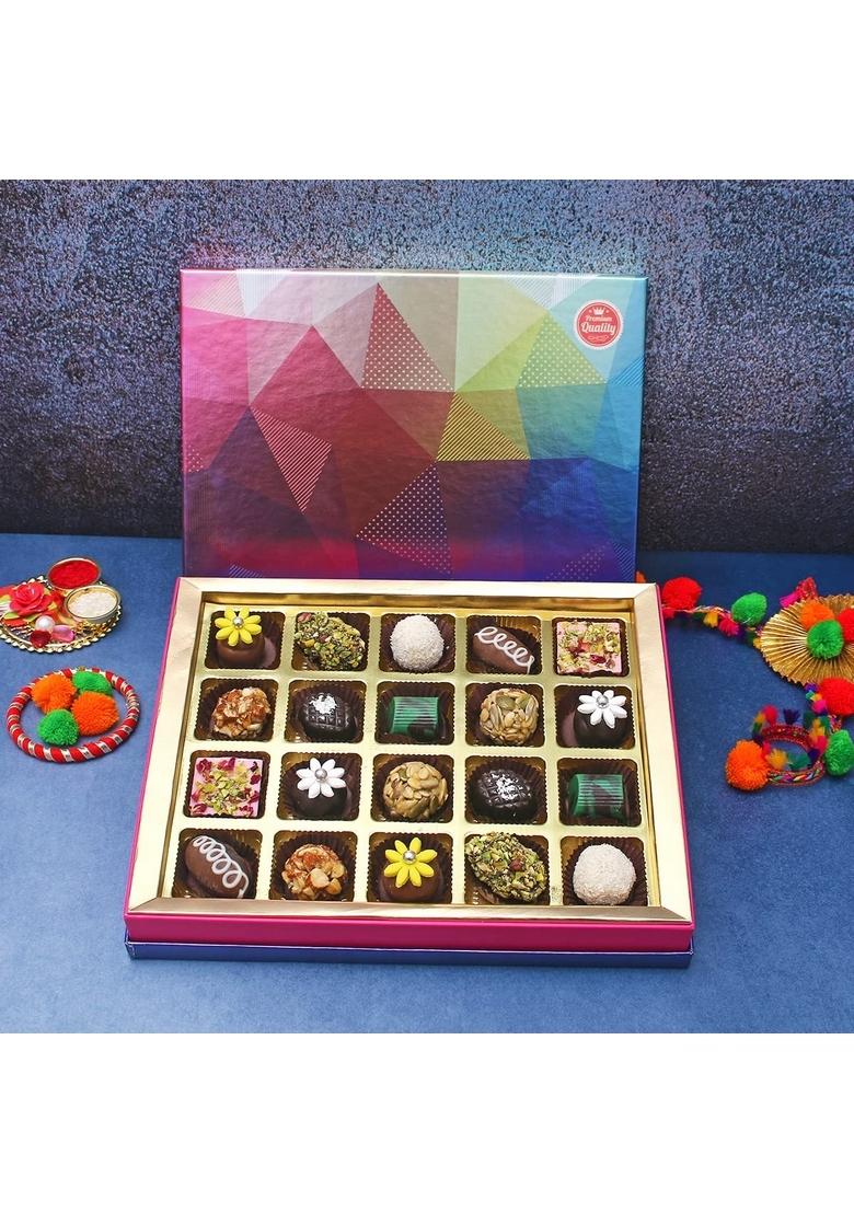 VELVET FINE CHOCOLATES Rakhi Gift Hamper for Brother & Sister with | Pack Premium 20 assorted