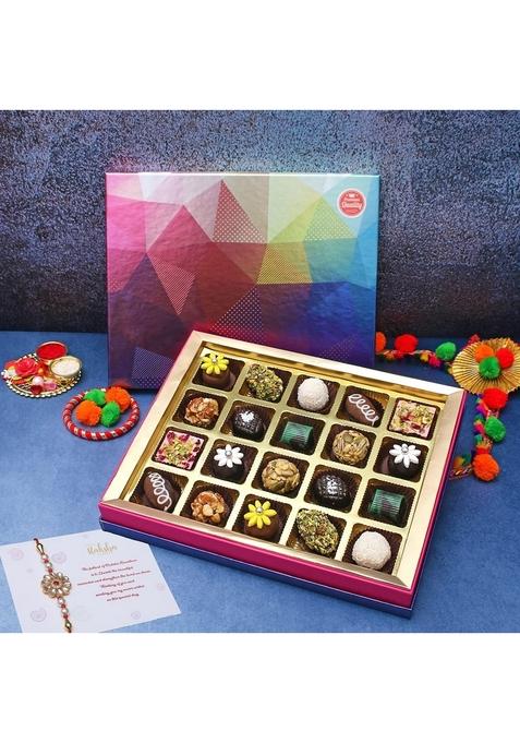 VELVET FINE CHOCOLATES Rakhi Gift Hamper for Brother & Sister with | Pack Premium 20 assorted