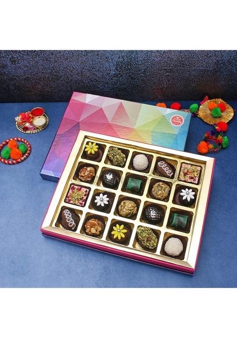 VELVET FINE CHOCOLATES Rakhi Gift Hamper for Brother & Sister with | Pack Premium 20 assorted