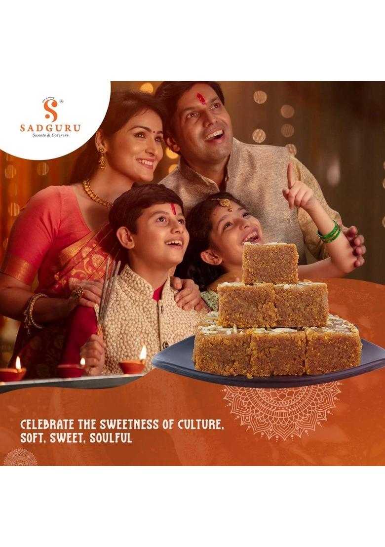 SADGURU SWEET & CATERERS Sweets Kesariya Mohanthal /Traditional Gujarati with Pure Ghee Saffron/Rich Festive Made Desi Ghee/Taste of Tradition/Pure, Traditional, Delicious/Perfect for Diwali, Raksha Bandhan Gifting-500 gm