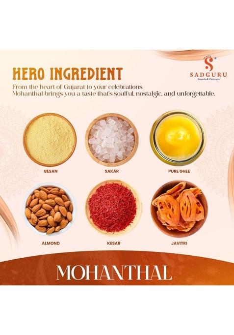 SADGURU SWEET & CATERERS Sweets Kesariya Mohanthal /Traditional Gujarati with Pure Ghee Saffron/Rich Festive Made Desi Ghee/Taste of Tradition/Pure, Traditional, Delicious/Perfect for Diwali, Raksha Bandhan Gifting-500 gm