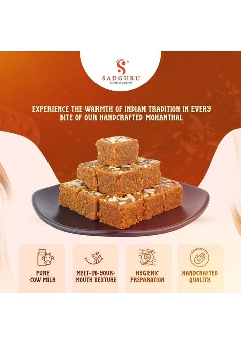 SADGURU SWEET & CATERERS Sweets Kesariya Mohanthal /Traditional Gujarati with Pure Ghee Saffron/Rich Festive Made Desi Ghee/Taste of Tradition/Pure, Traditional, Delicious/Perfect for Diwali, Raksha Bandhan Gifting-500 gm
