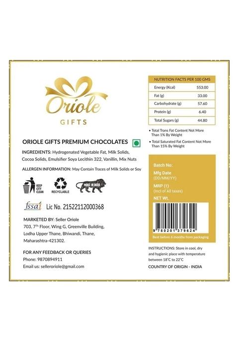 Oriole Gifts Diwali Hamper with Dry Fruits & Chocolate for Employees Family | Almond 100g, Cashews 8 Assorted Chocolates