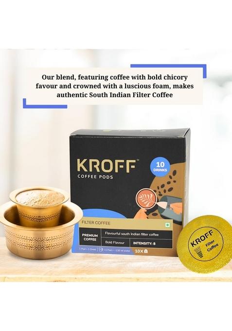 KROFF South Indian Filter Coffee Pods | Coffee-Chicory blend with Creamy Milk 10 Per Box Dolce Gusto Compatible