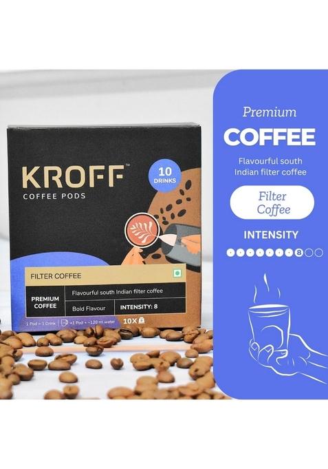 KROFF South Indian Filter Coffee Pods | Coffee-Chicory blend with Creamy Milk 10 Per Box Dolce Gusto Compatible