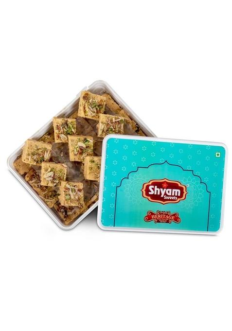 shyam sweets Desi Ghee Patisa (900gm) Flaky Mithai with Pure Cashew & Almond | Made in Premium Traditional Indian Sweet Gift Box No Preservatives 100% Vegetarian