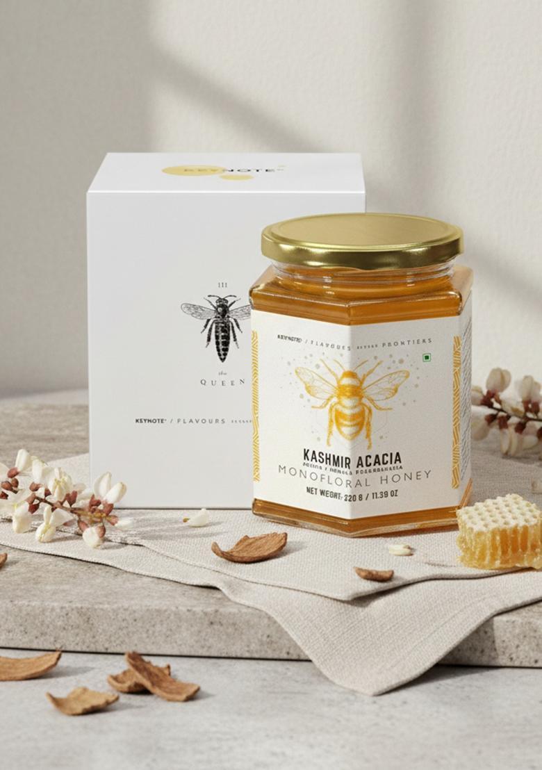 KEYNOTE Kashmir Acacia Honey | Raw Pure Unpasteurized Unprocessed Organic Gift Box 320 grams