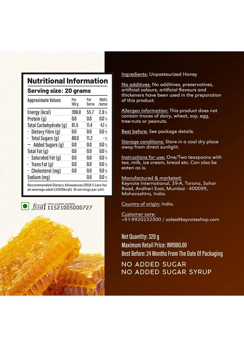 KEYNOTE Kashmir Acacia Honey | Raw Pure Unpasteurized Unprocessed Organic Gift Box 320 grams