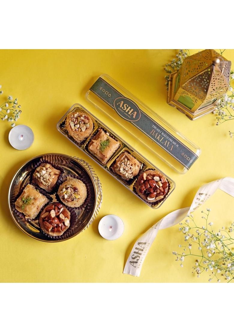 ASHA SWEET CENTER SWEETS Baklava Assorted (Pack Of 2 X 100 Grams)| Made with Pure Ghee |Premium Perfect for Gifting and Snacking| Turkish Delight Fresh Ingredients