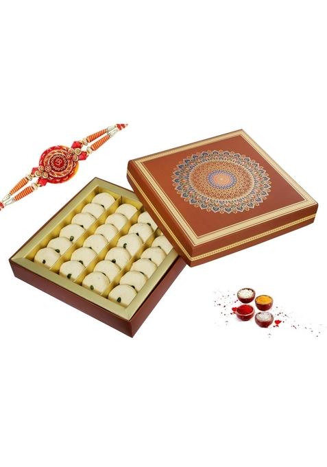 GHASITARAM'S SPECIAL FOR RAKSHABANDHAN MAWA PEDA WITH FREE RAKHI + CHAWAL TIKKA