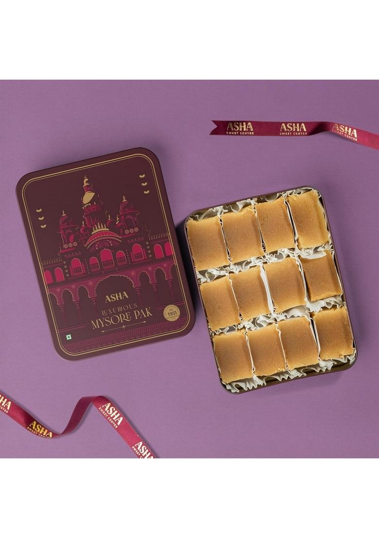 ASHA SWEET CENTER Handcrafted Mysore Pak (500G- Pack of 1)|Made With Pure Desi Ghee|Melts In Mouth|Special Indian Mithai|Delicious & Healthy Exclusive Sweets Gift Box|Traditional Taste Mysuru