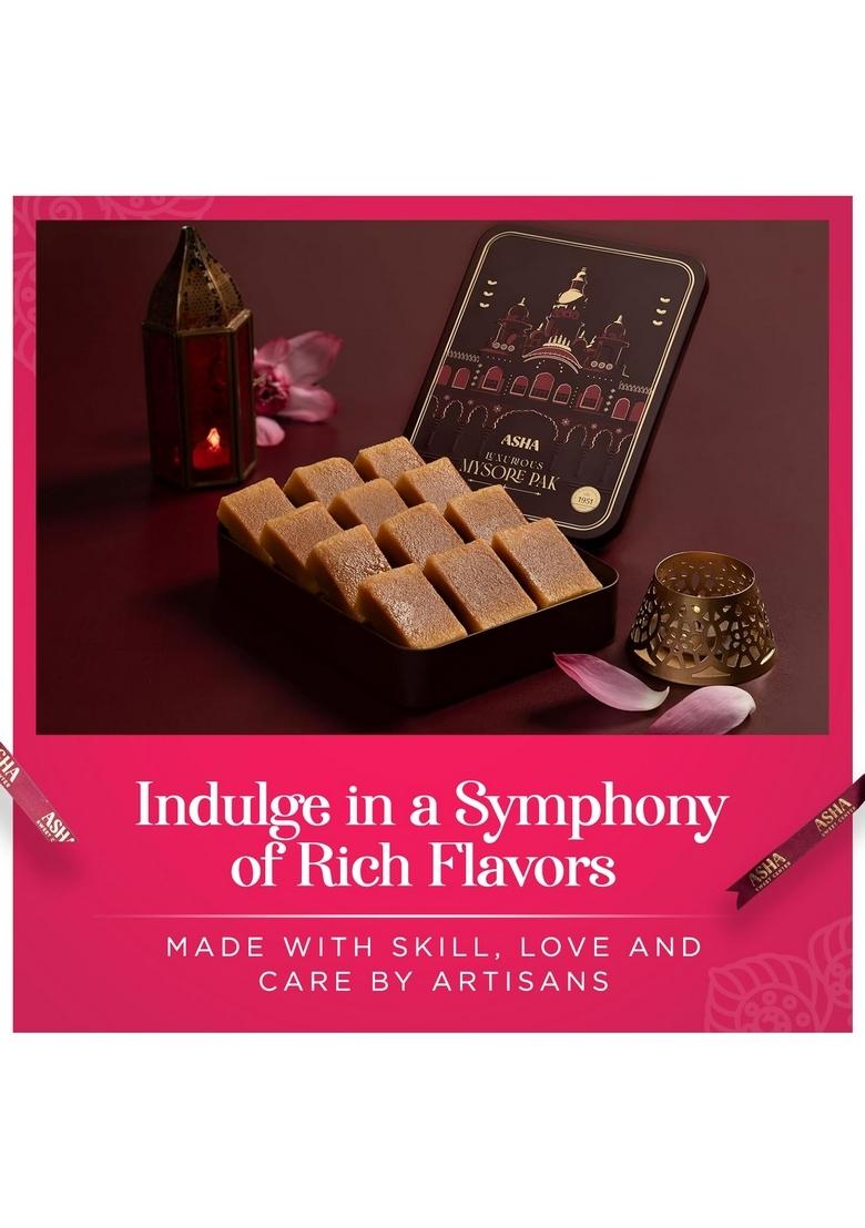 ASHA SWEET CENTER Handcrafted Mysore Pak (500G- Pack of 1)|Made With Pure Desi Ghee|Melts In Mouth|Special Indian Mithai|Delicious & Healthy Exclusive Sweets Gift Box|Traditional Taste Mysuru