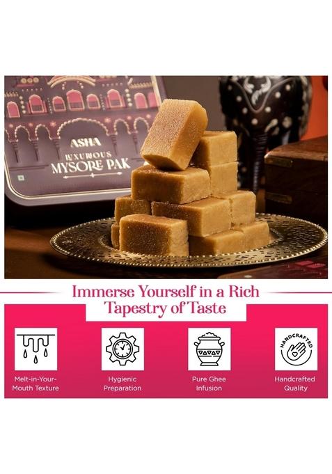 ASHA SWEET CENTER Handcrafted Mysore Pak (500G- Pack of 1)|Made With Pure Desi Ghee|Melts In Mouth|Special Indian Mithai|Delicious & Healthy Exclusive Sweets Gift Box|Traditional Taste Mysuru