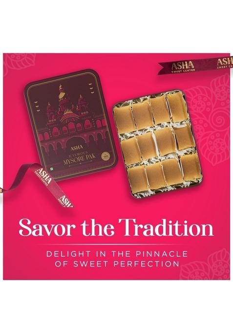 ASHA SWEET CENTER Handcrafted Mysore Pak (500G- Pack of 1)|Made With Pure Desi Ghee|Melts In Mouth|Special Indian Mithai|Delicious & Healthy Exclusive Sweets Gift Box|Traditional Taste Mysuru