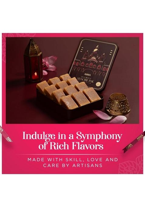 ASHA SWEET CENTER Handcrafted Mysore Pak (500G- Pack of 1)|Made With Pure Desi Ghee|Melts In Mouth|Special Indian Mithai|Delicious & Healthy Exclusive Sweets Gift Box|Traditional Taste Mysuru