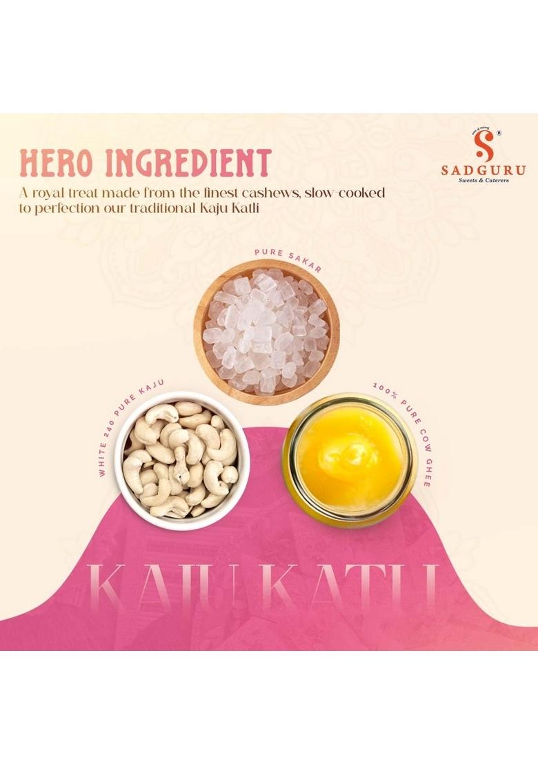 SADGURU SWEET & CATERERS Sweets Kaju Katli/Premium Cashew with Silver Coating | Traditional Indian Mithai Gift for Diwali Weddings-400gm Box