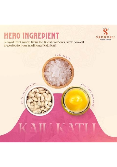 SADGURU SWEET & CATERERS Sweets Kaju Katli/Premium Cashew with Silver Coating | Traditional Indian Mithai Gift for Diwali Weddings-400gm Box