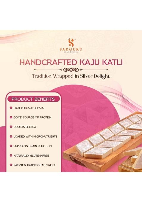 SADGURU SWEET & CATERERS Sweets Kaju Katli/Premium Cashew with Silver Coating | Traditional Indian Mithai Gift for Diwali Weddings-400gm Box