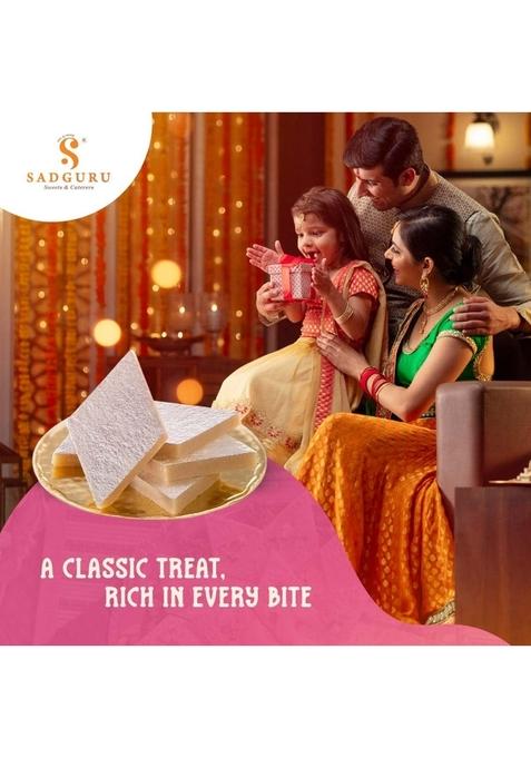 SADGURU SWEET & CATERERS Sweets Kaju Katli/Premium Cashew with Silver Coating | Traditional Indian Mithai Gift for Diwali Weddings-400gm Box