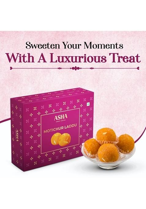 ASHA SWEET CENTER Sweets | Motichur Laddu 250g (Pack of 2) Indian for Gifting and Celebration Motichoor Fresh Boondi Ladoo Mithai Box
