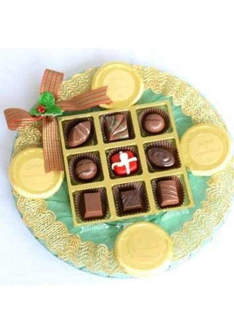 Jus' Trufs Classic Truffles and Chocolate Coated Biscuits Glass Platter | Candies Assorted Truffles| Gift for Family| Net Wt: 180 gm