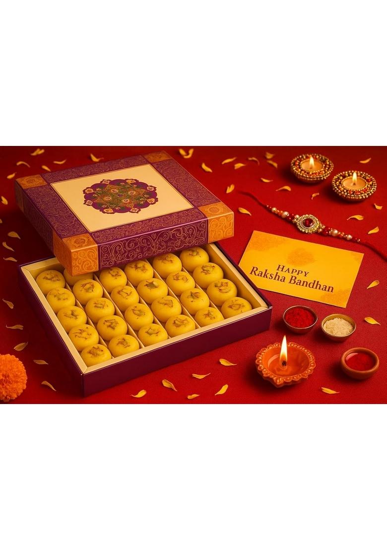 GHASITARAM'S Diwali Gifts 2 Fancy Diya with Kesar Mawa Peda 400 gm For Gifting, Festive Gifting