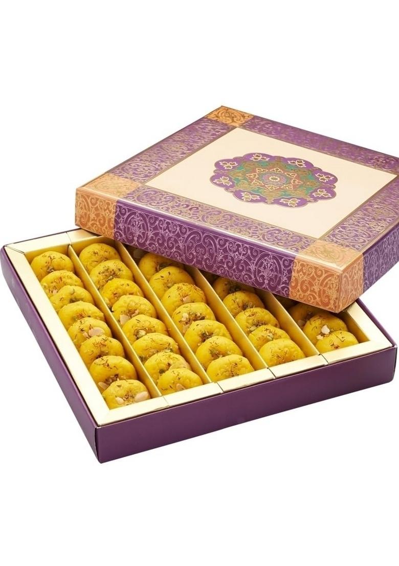 GHASITARAM'S Diwali Gifts 2 Fancy Diya with Kesar Mawa Peda 400 gm For Gifting, Festive Gifting