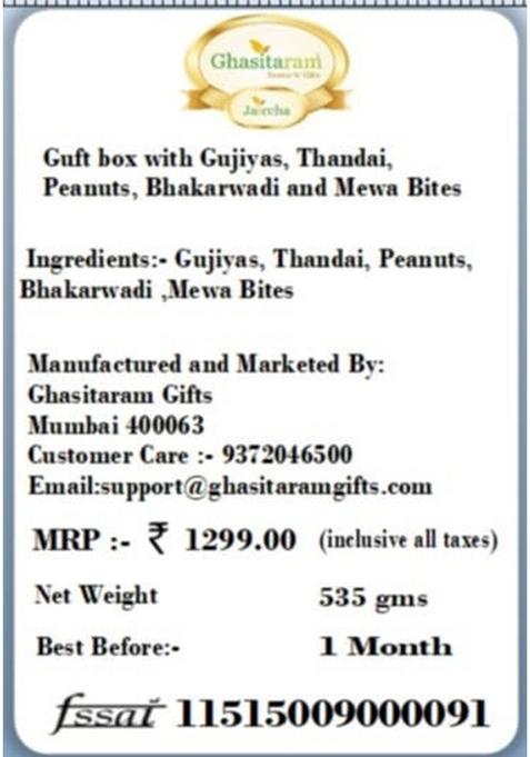 Ghasitaram Gifts Holi Sweets/ Gift/ Hampers/ Thandai Transparent Guft Box with Gujiyas, Thandai, Peanuts, Bhakarwadi and MEWA Bites|Gift Hamper|Diwali Gift Hamper|Food Hampers|