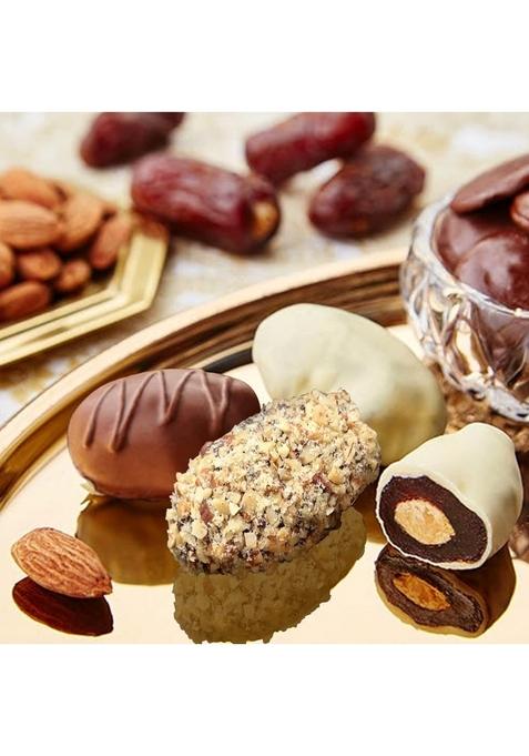 Oriole Gifts Diwali Gift Hamper with 8 Chocolates & Chocolate Coated Dates Almonds | Corporate GIfting for Employees, Boss, Clients, Staff Pack Family