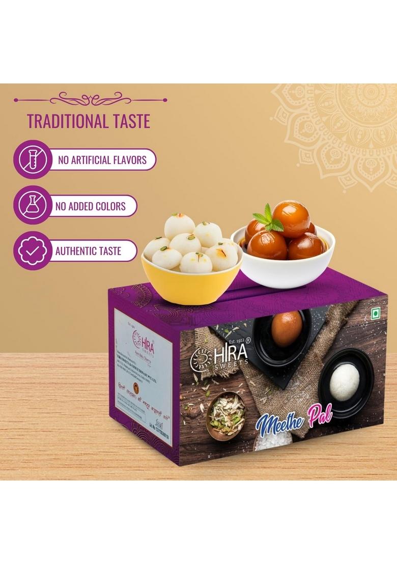 HIRA SWEETS Rasgulla & Gulab Jamun Combo Pack (500g x 2) | Traditional Indian Mithai Tin 1kg Perfect Festive Sweet Gift Box