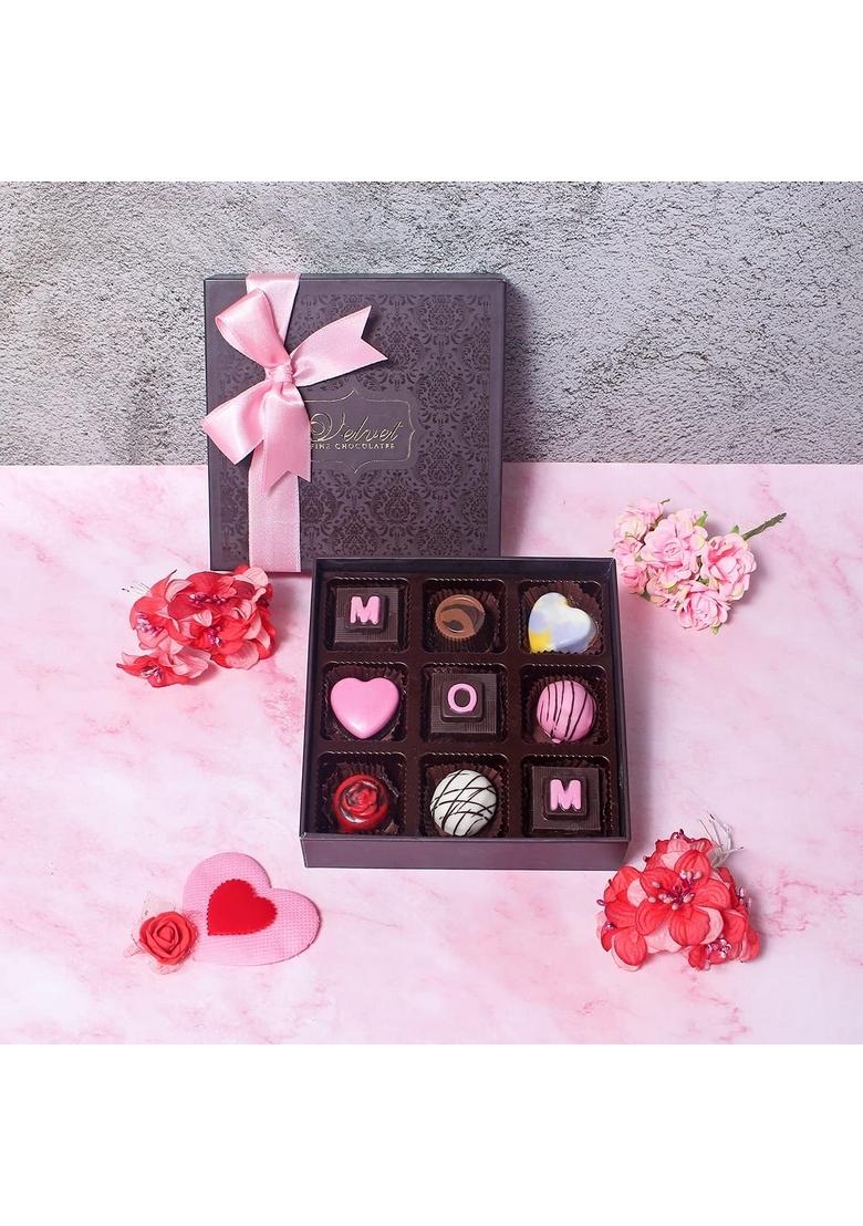 VELVET FINE CHOCOLATES Mother s Day Gift Hamper for MOM | Chocolate Pack 9 Assorted with written on the