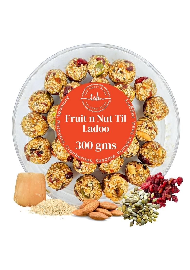 THE SWEET BLEND Fruit & Nut Til Ladoo Box 300g | Sugar-Free Sesame Jaggery Laddu Dry Healthy Sweets Snacks Assorted Gift Hamper Ideal Diwali