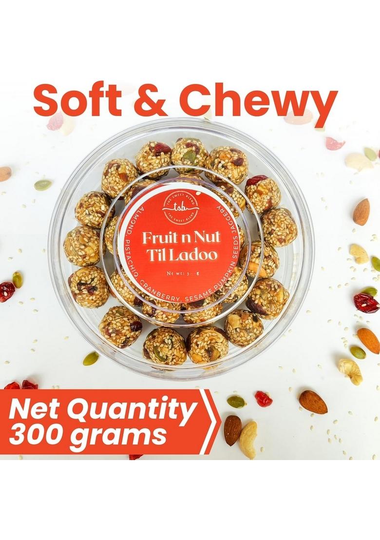THE SWEET BLEND Fruit & Nut Til Ladoo Box 300g | Sugar-Free Sesame Jaggery Laddu Dry Healthy Sweets Snacks Assorted Gift Hamper Ideal Diwali