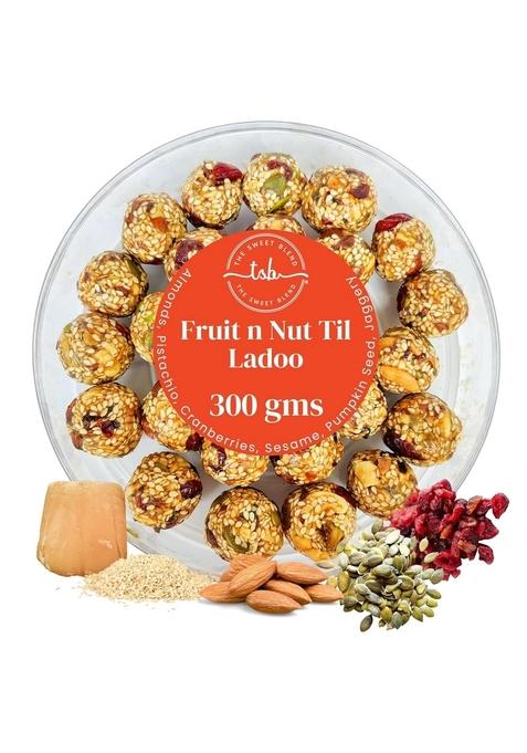 THE SWEET BLEND Fruit & Nut Til Ladoo Box 300g | Sugar-Free Sesame Jaggery Laddu Dry Healthy Sweets Snacks Assorted Gift Hamper Ideal Diwali