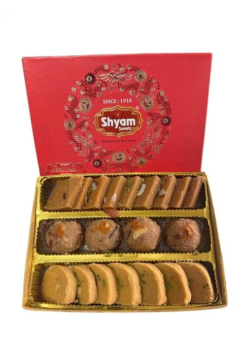 shyam sweets Nostalgic Trail 500g | Rewari Burfi, Besan Dry Fruit Ladoo & Roll Patisa Traditional Indian Mithai Desi Ghee No Added Colours or Preservatives