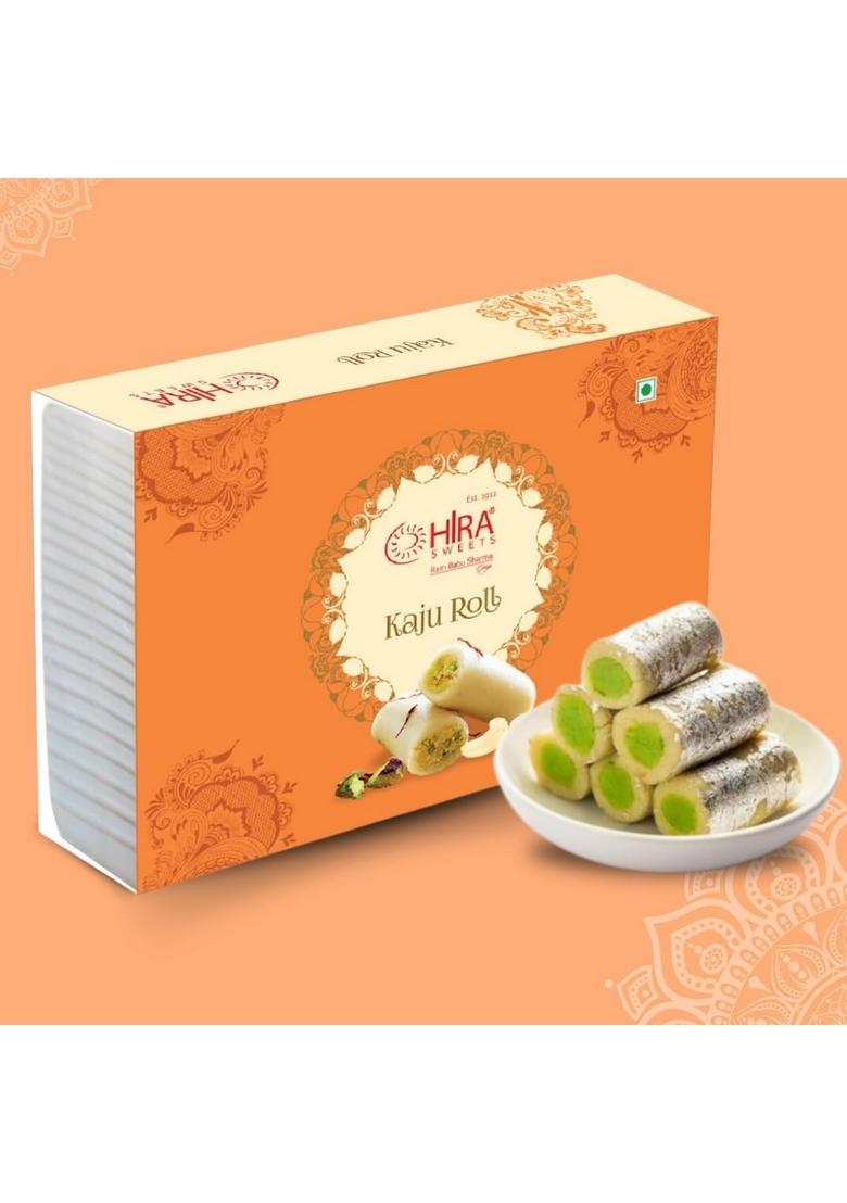 HIRA SWEETS Kaju Roll (500 g) & Aloo Bhujia(400 Combo Pack | Indian Traditional Mithai Made With Finest Cashews Namkeen Festival Box