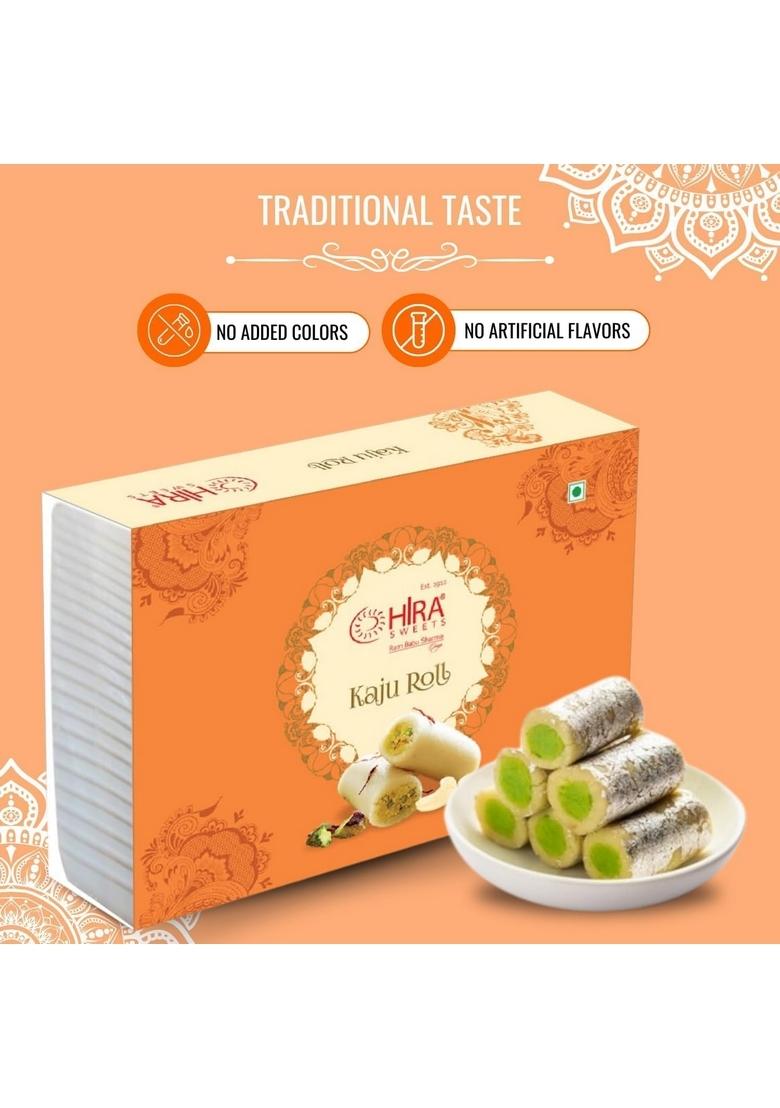 HIRA SWEETS Kaju Roll (500 g) & Aloo Bhujia(400 Combo Pack | Indian Traditional Mithai Made With Finest Cashews Namkeen Festival Box
