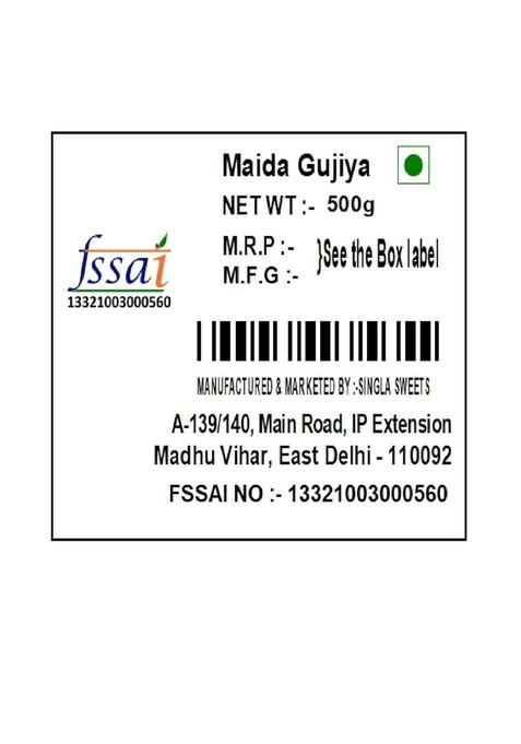 Singla Sweets Dry Sweet Maida Gujia Gifts Festival Box 500g