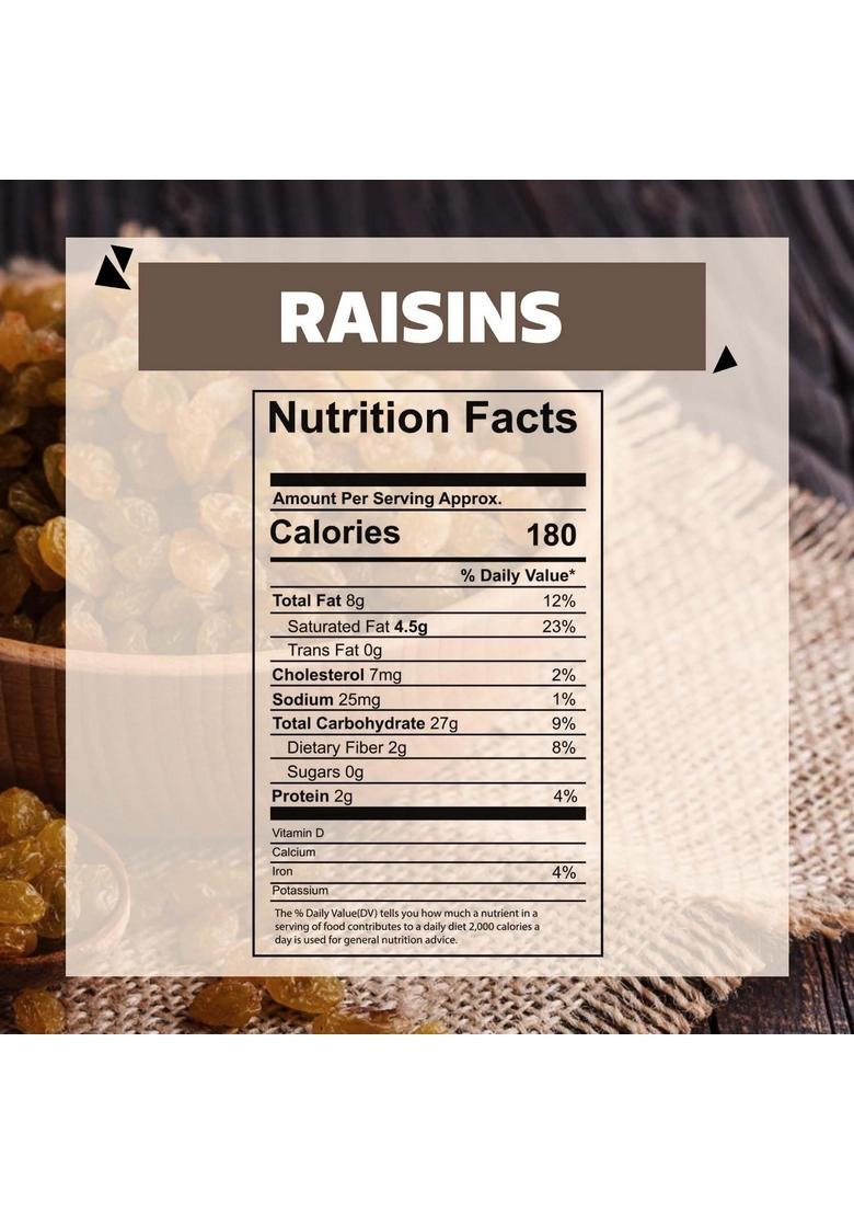 WONDERLAND FOODS (DEVICE) 1Kg (500g X 2) Platinum Raisin (Kishmish) Dried Grapes Pouch | Dry Fruits