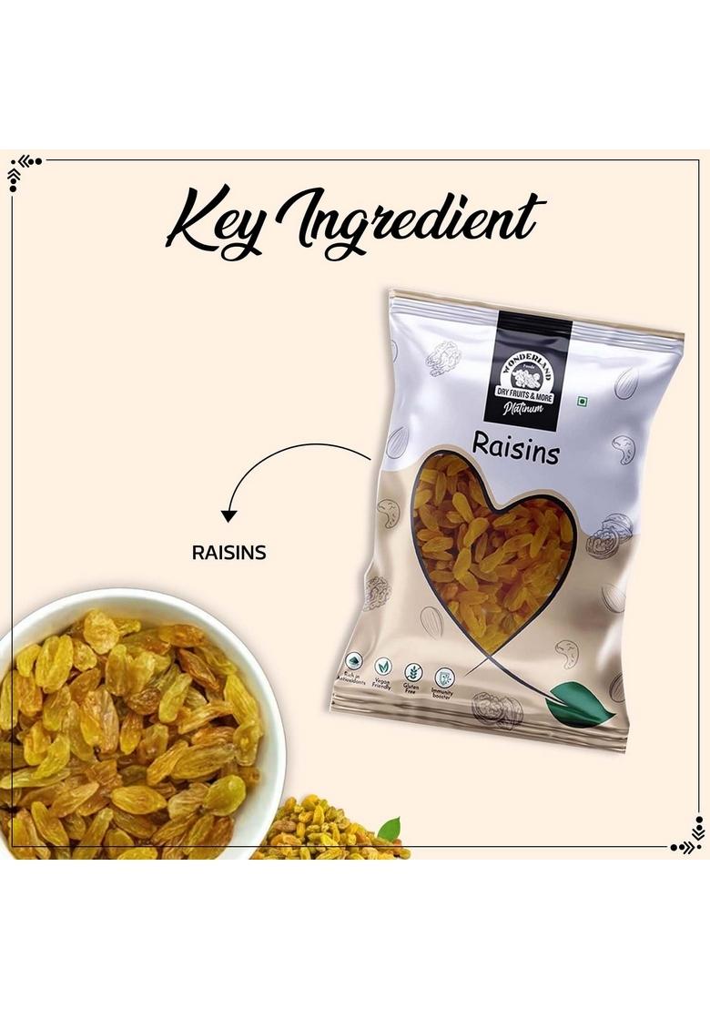 WONDERLAND FOODS (DEVICE) 1Kg (500g X 2) Platinum Raisin (Kishmish) Dried Grapes Pouch | Dry Fruits