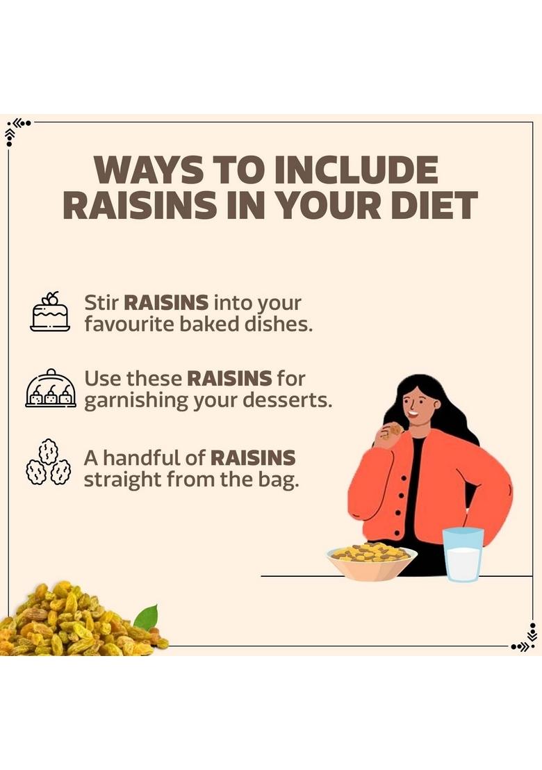 WONDERLAND FOODS (DEVICE) 1Kg (500g X 2) Platinum Raisin (Kishmish) Dried Grapes Pouch | Dry Fruits