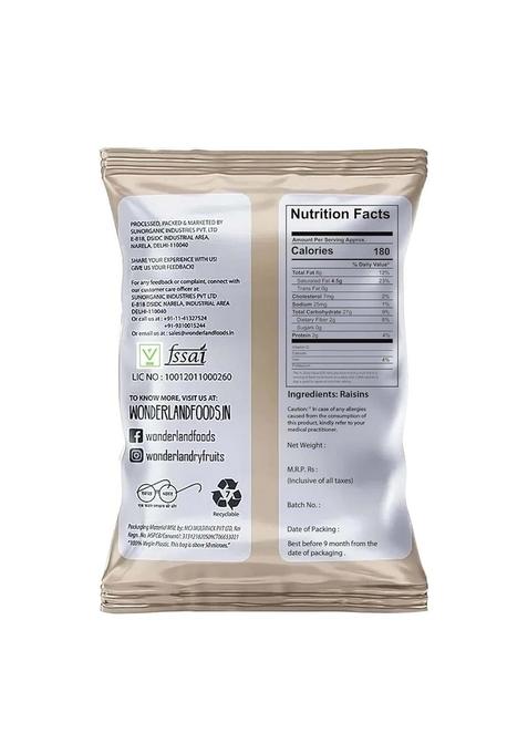 WONDERLAND FOODS (DEVICE) 1Kg (500g X 2) Platinum Raisin (Kishmish) Dried Grapes Pouch | Dry Fruits