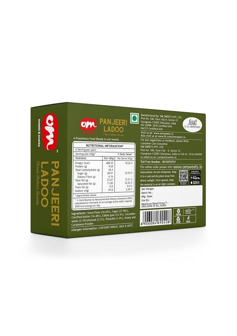 OM SWEETS & SNACKS Panjeeri Laddoo | Made With Premium Ingredients No Added Colours Or Preservatives Rich In Carbohydrates Proteins Fresh Products Indian Mithai Pure Desi Ghee 400gm