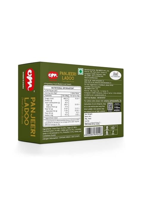 OM SWEETS & SNACKS Panjeeri Laddoo | Made With Premium Ingredients No Added Colours Or Preservatives Rich In Carbohydrates Proteins Fresh Products Indian Mithai Pure Desi Ghee 400gm