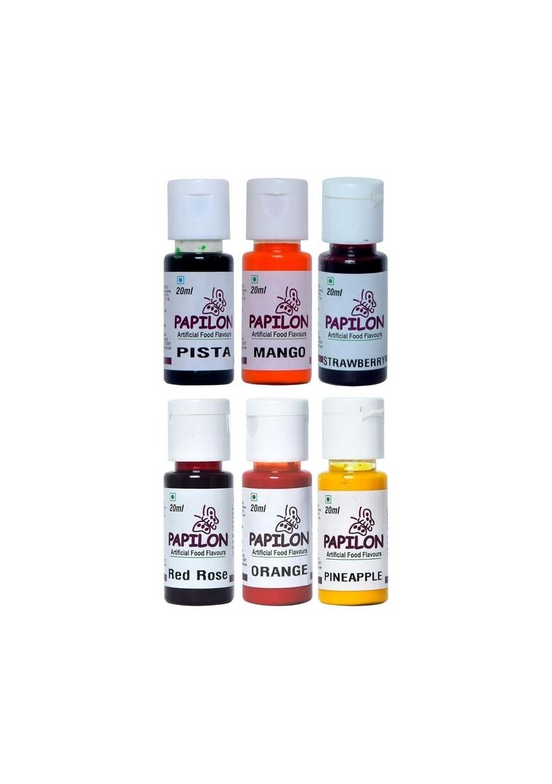 PAPILON Set of 6 Flavouring Emulsions 20ml l For sharbat/Icecream/icegola/cake/cookies