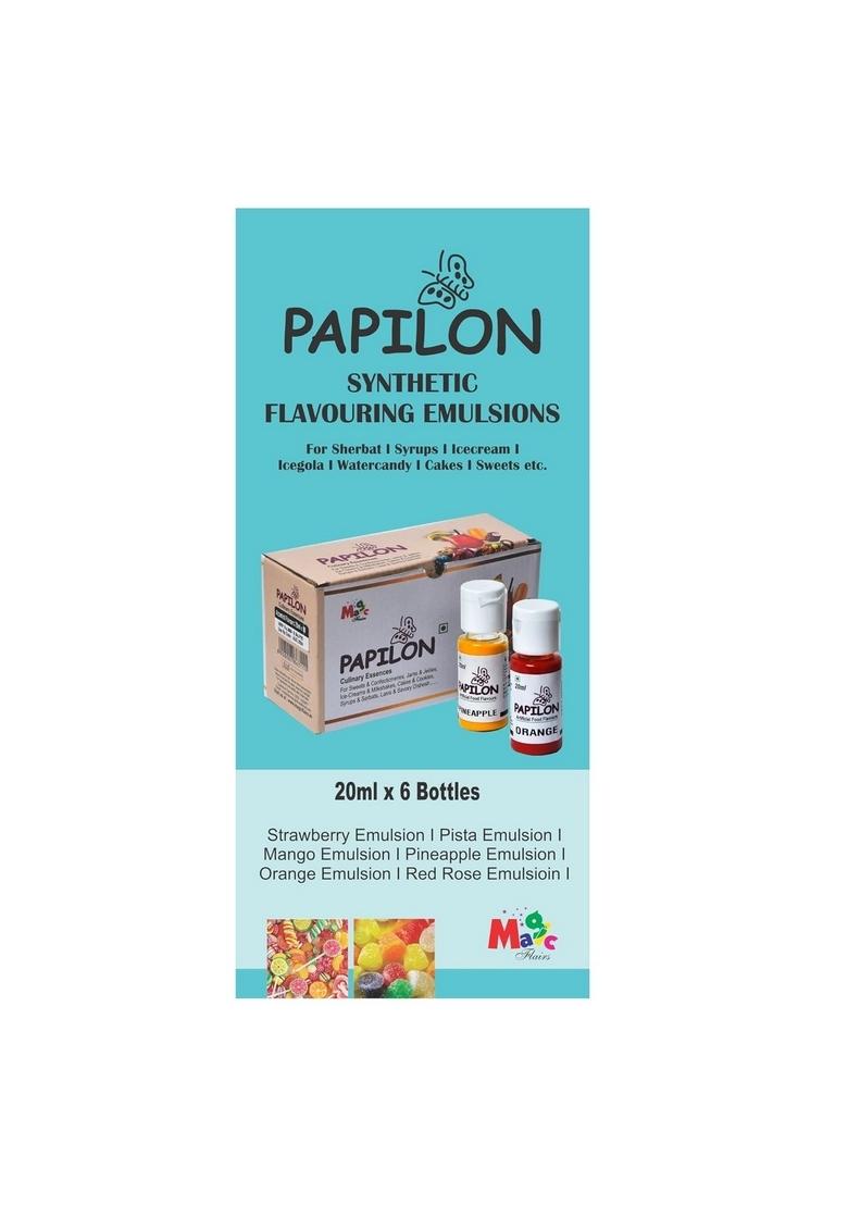 PAPILON Set of 6 Flavouring Emulsions 20ml l For sharbat/Icecream/icegola/cake/cookies