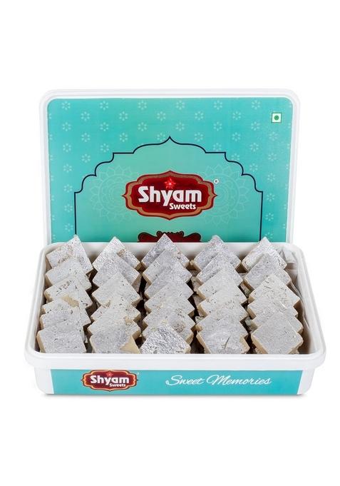 shyam sweets Desi Ghee Kaju Katli Burfi 900g Premium Cashew Almond Mithai | Authentic Indian Sweet with Less Sugar Luxury Gift Box Vegetarian Festive Gifting