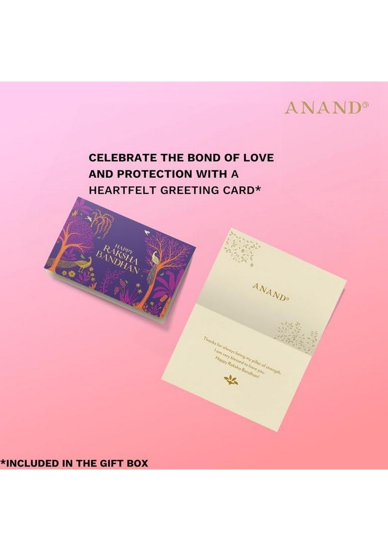 ANAND Sweets Raksha Bandhan/Rakhi Special Collection Gift box | Assorted (300g, 12 pcs) + Rakhi Greeting card combo Pure Desi Ghee For brother, sister, bhabhi