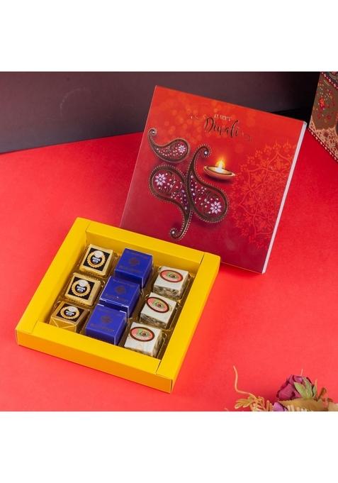 Ghasitaram Gifts Diwali Gift - Happy Box of Best Assorted Bites 9 pcs|Sweets|Sweets Pack|Diwali Sweets|Indian Mithai|Diwali Sweets Box|Sweets